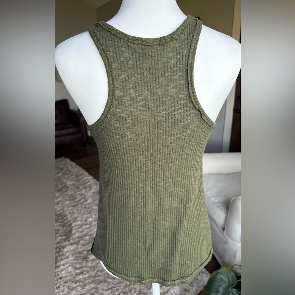 BKE XS Olive Ribbed Racerback Tank Top - Picture 3 of 7